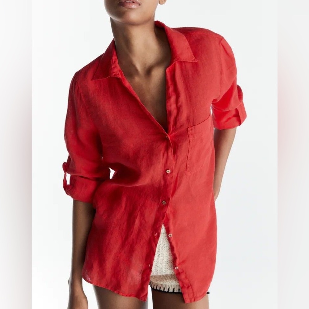 Zara 100% Linen Shirt in Red